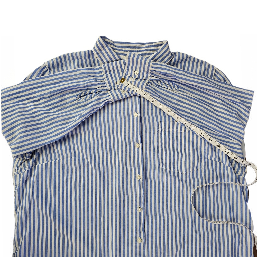 H&M Striped Button-Down Shirt in Blue and White Womens - Picture 11 of 16